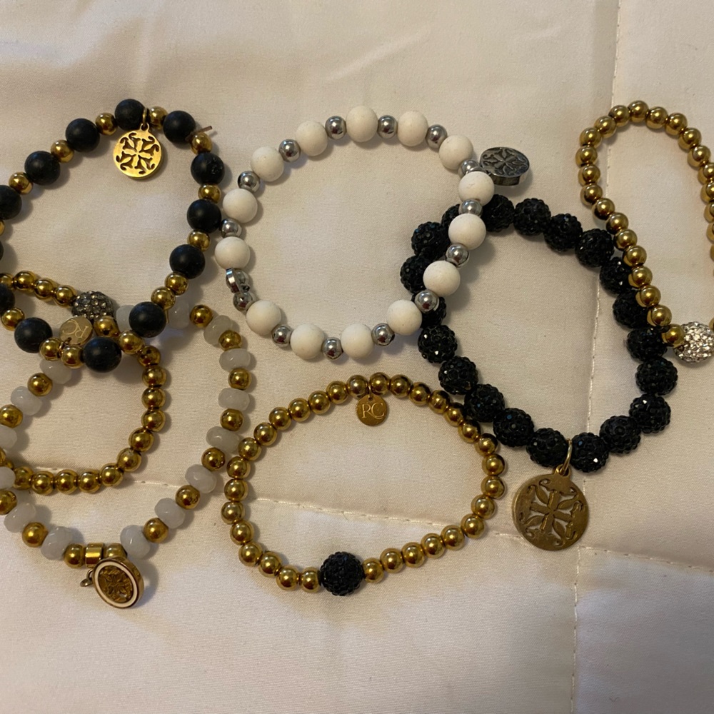 Lot of 7 rustic cuff bracelets black & white